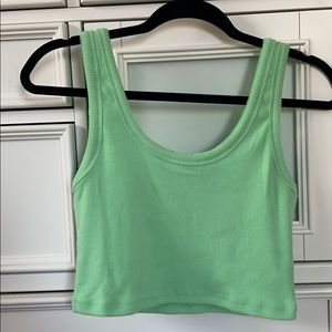 Neon green ribbed crop top